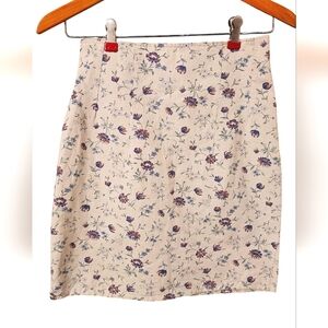Vintage FLORAL Cotton-Linen Blend Skirt Clock House